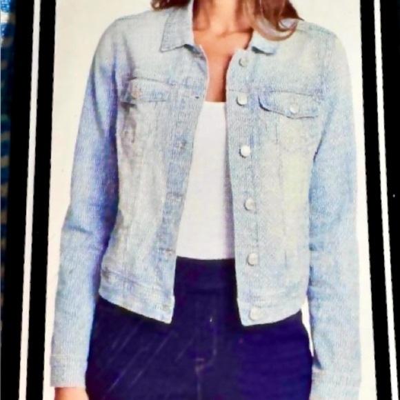 🆕 NINE WEST WOMEN'S Pinstripe Sarah Denim Jacket Size XXL - Picture 1 of 16
